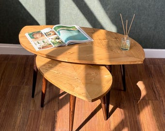 Vurenhouten salontafel modern woonkamermeubilair uit het midden van de eeuw