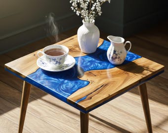 Live Edge Epoxy Coffee Table Walnut Side Table for Living Room Furniture