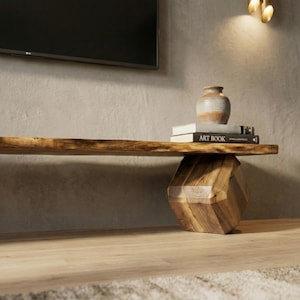 Live Edge TV Stand Walnut Media Console Living Room Furniture Handmade image 7