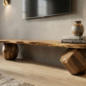 Live Edge TV Stand Walnut Media Console Living Room Furniture Handmade image 9