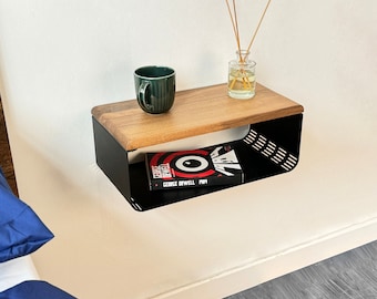 Walnoot drijvend nachtkastje nachtkastje minimalistische wandplank moderne slaapkamer meubels uit het midden van de eeuw