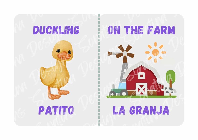 Bilingual English/spanish Flash Cards - La Granja - Etsy