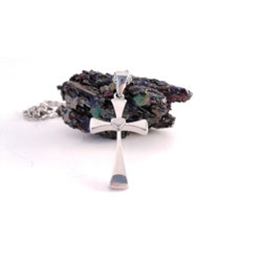 Sterling Silver Cross Heart Pendant and Necklace Etsy