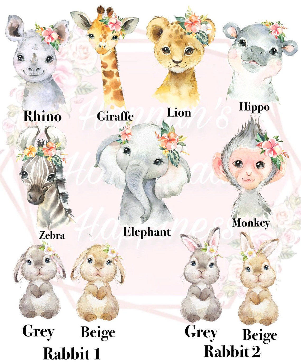 Personalised Baby Safari Animal Prints set of 3 Nursery Etsy