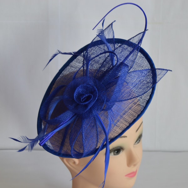 Large  Royal Blue Headband Aliceband Hat Fascinator Wedding Ladies Day Race Royal Ascot