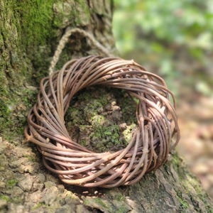 XXS Grapevine Hoop Wreath – Hanging Decor For Country Home Vibe – Handmade Natural Rustic Cottagecore – 4.5&quot; Classic Round