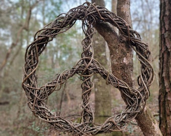 Large Peace Sign Wild Muscadine Grapevine Wreath 28"