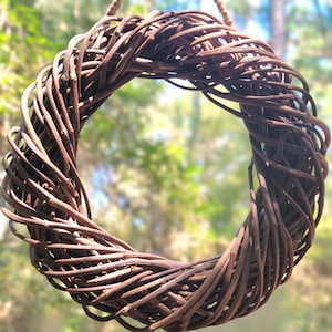 XS Grapevine Hoop Wreath – Hanging Decor For Country Home Vibe – Handmade Natural Rustic Cottagecore – 6.5&quot; Classic Round