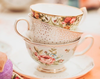 Mystery Vintage Teacup and Saucer Set - Mismatched Teacup and Saucer - Fun Gift for Teacup Lovers