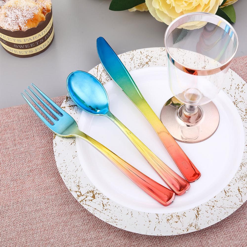 Rainbow Plastic Cutlery Fancy Plastic Silverware Pride Etsy