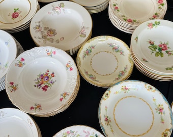 Mismatched Vintage China Soup Bowls