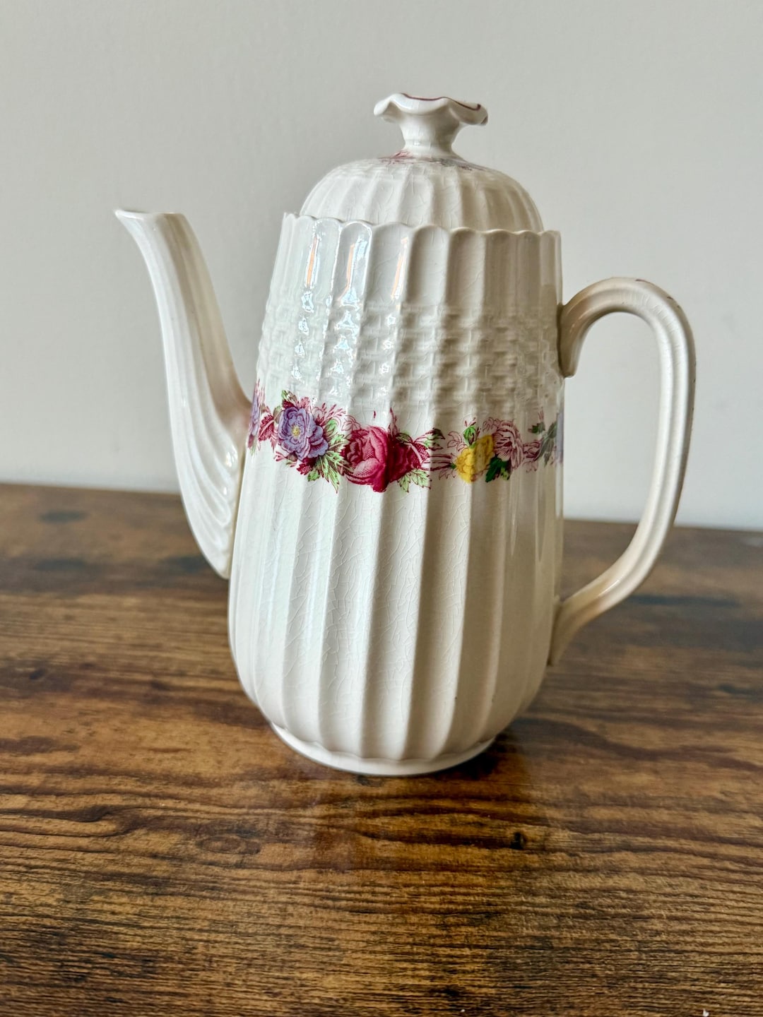 Vintage Mini Coffee Pot - Copeland Spode Rose Briar Earthenware - Etsy