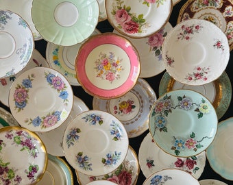 Mismatched China Saucers - Vintage Dishes