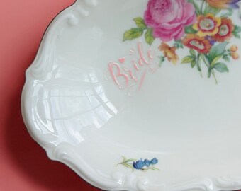 Bride Ring Dish - Vintage Wedding Day Decor - Bridal Shower Gift
