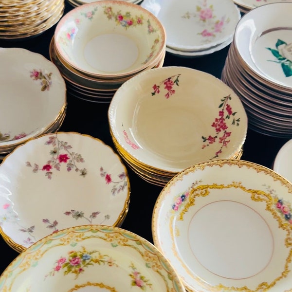Vintage Mismatched Dessert Dishes - Berry Bowls - Small Porcelain Bowls - Tea party Decor