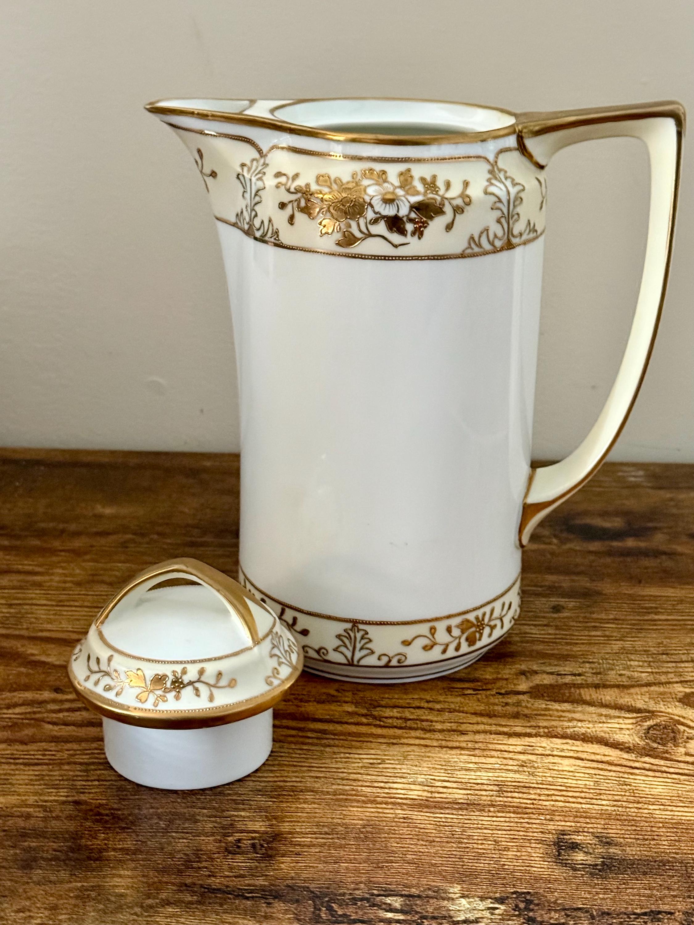 Antique Nippon Noritake Chocolate Pot: Hand Painted China - Etsy