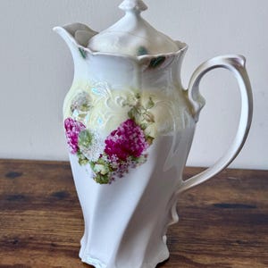 Vintage Chocolate Pot - German Porcelain Floral Pot - Hot Chocolate Bar Supply
