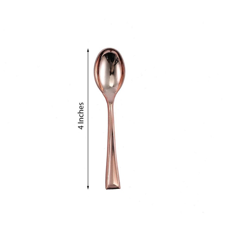 Fancy Plastic Cutlery Set of 6 Tea Party or Birthday Supply Rose Gold Mini Spoons Bridal or Baby Shower Decor Rose Gold Silverware