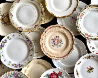 Platos de postre - Vajilla de porcelana vintage variada