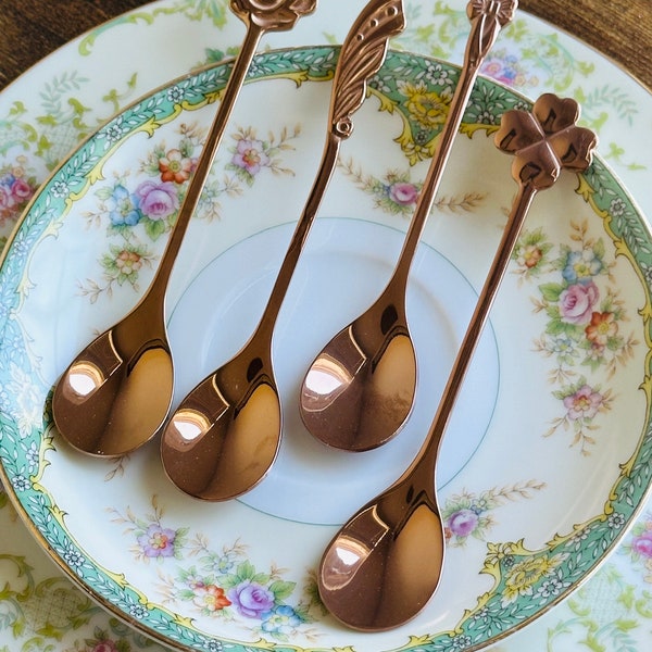 Mini Spoons - Rose Gold Coffee / Dessert Spoons -  Party Supply - Party Favor Set of 4