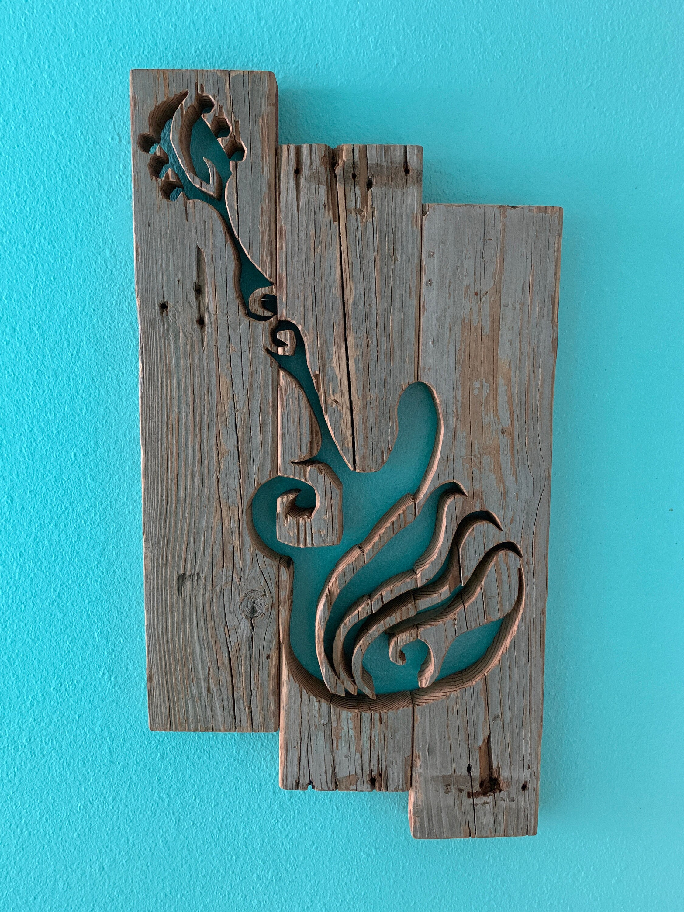 Reclaimed Barn Wood Wall Art Abstract Waves Etsy