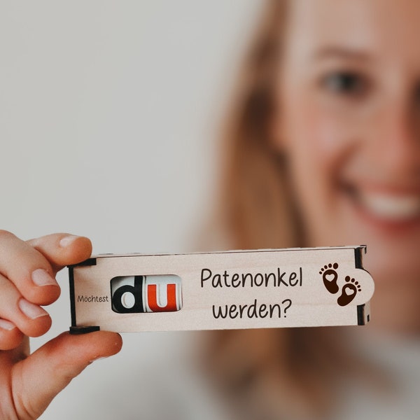 Möchtest du Patenonkel werden | gravierte Schokoriegel Geschenkbox | personalisiertes Geschenk Baby | kleine Aufmerksamkeit inkl. Duplo