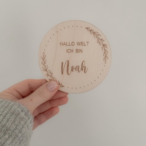 Personalisiertes Holzschild | Hallo Welt Schildchen | Geburtstafel | Meilenstein Baby | Namensschild