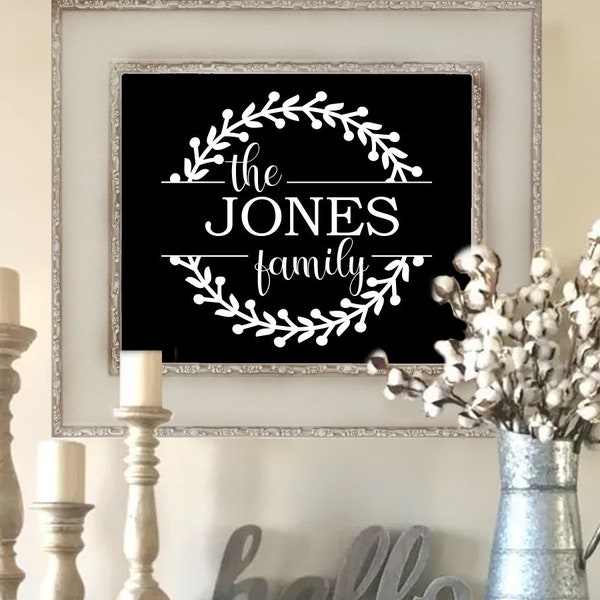 Family Name Wreath Decal - Free Shipping!!