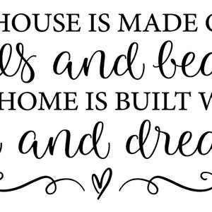 A House Is Made With Walls And Beams Our Home Is Built With Love And Dreams - Wall Decal - Free Shipping