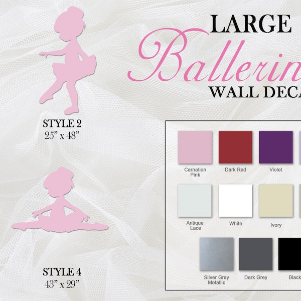 LAEGE Adorable Ballerina Girls Silhouette Decals