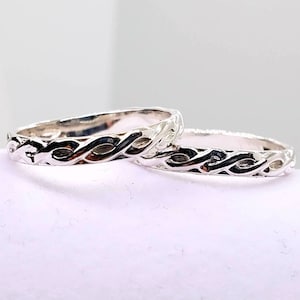 Braid Pattern Band Ring, Stacker Ring, Sterling Silver, Custom