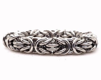 Anillo de malla bizantina, apilador de acero inoxidable