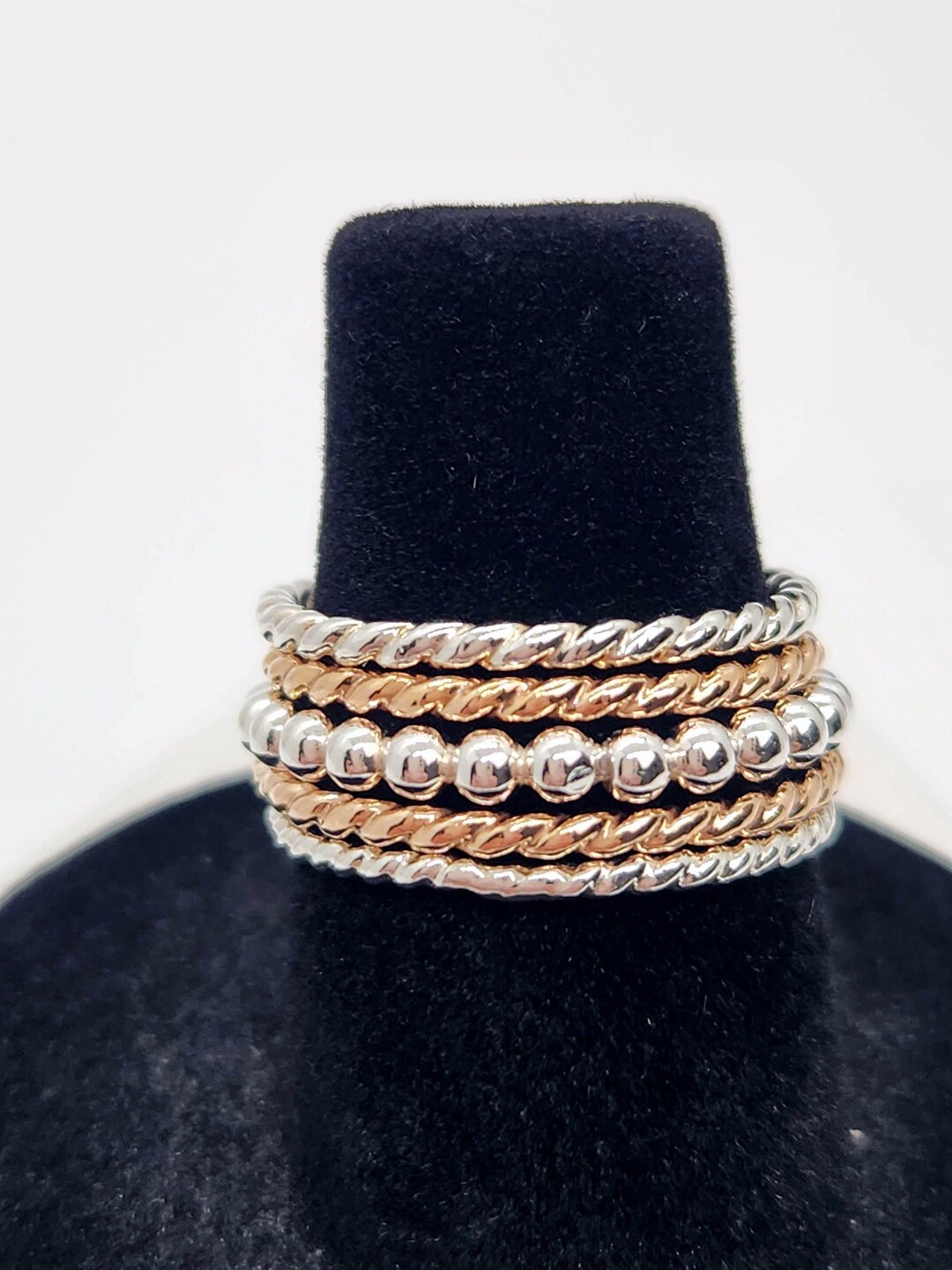 Five Ring Stack, Stacking Rings, Stackers, Argentium Silver, Gold, Rose ...