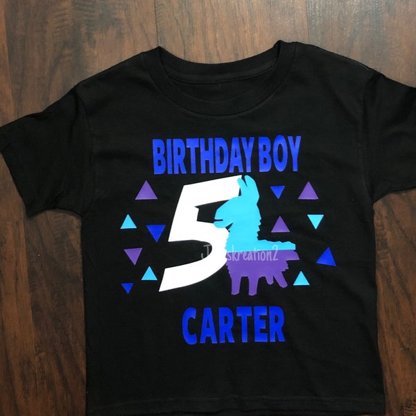 Kids birthday shirt/Purple Llama Birthday T-shirt/custom birthday shirt/personalize gifts/birthday boy/birthday girl/ blue Llama shirt/Llama