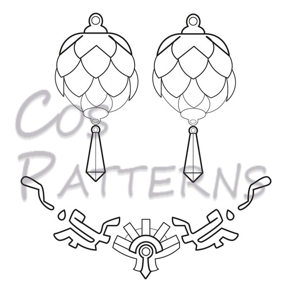 Zelda - Crown and Earrings - Tears of the Kingdom cosplay pattern blueprints