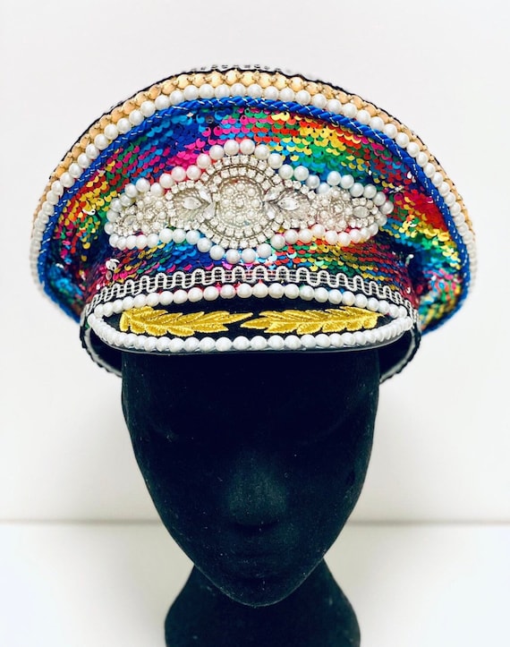 Festival Military Hat Rainbow Rave Pride Army Festival Military Hat Rainbow Rave Pride Army