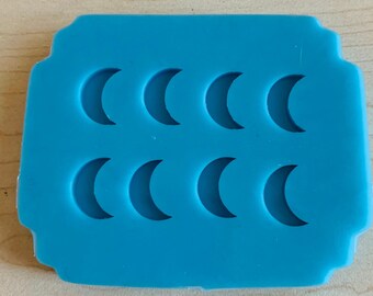 1 34 Wide 3mm Deep Crescent Moon Shape Round With Hole Earring Silicone Mold For Resin