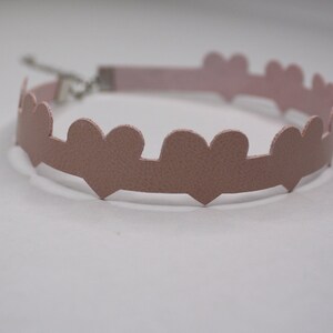 Light Pink Faux Leather Hearts Choker