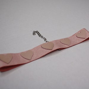 Suede Pink Choker w/ Hearts Detail