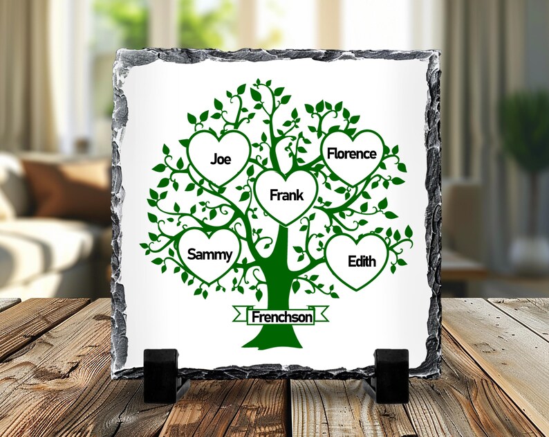 Personalized Family Tree Slate Plaque - Custom Family Names Keepsake ...
