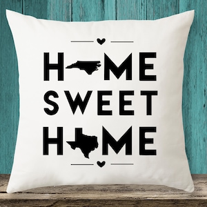Missouri Texas Home Sweet Home State Maps Throw Pillow Etsy