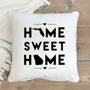 Florida & Georgia - Home Sweet Home State maps throw pillow cover, Housewarming Gift, State Pillow Case, Custom Pillow Case
