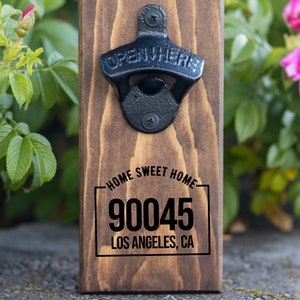 Wall Mounted Bottle Opener with US Zip Code, Personalized Groomsmen Gift for Beer Lovers, Wall Mount Bottle Opener, Beer Gift