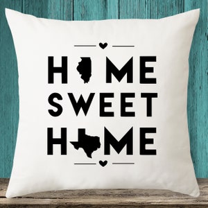Missouri Texas Home Sweet Home State Maps Throw Pillow Etsy