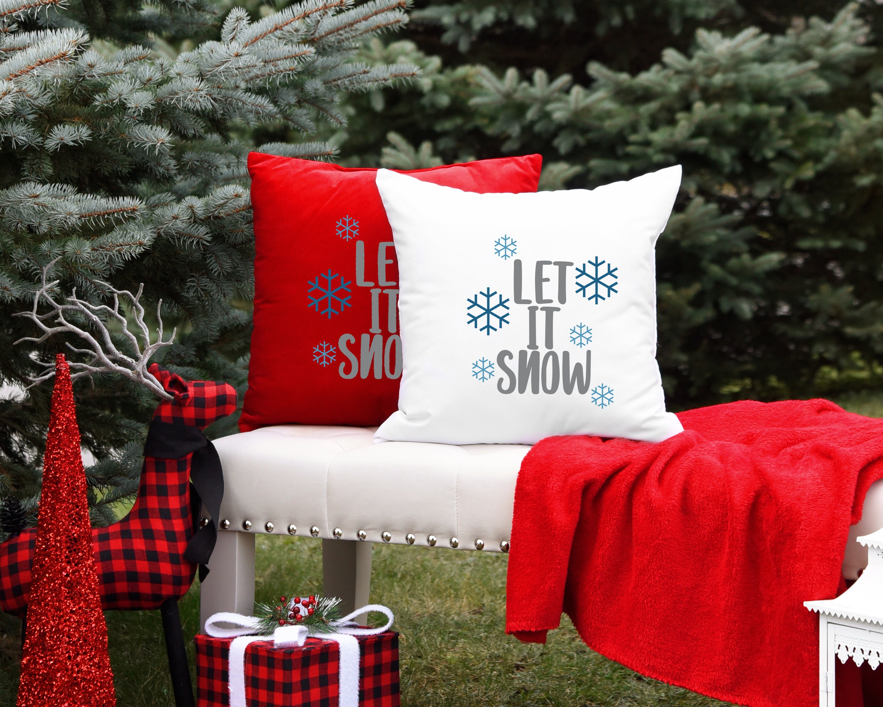 CHRISTMAS PILLOW COVER white unique holiday themed pillow Etsy