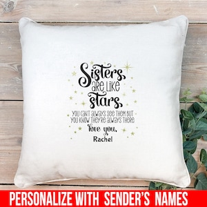 Personalized Long Distance Pillow For A Sister - Sisters Are Like Stars - Custom Throw Pillow - Home Décor Pillow - 16X16 inches