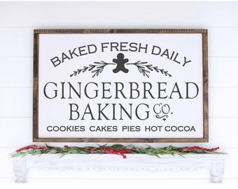 Christmas Sign SVG, Gingerbread Baking Company SVG, Home Decor SVG, Baking, Holiday, Kitchen, Family, Santa, Silhouette Cricut Cut File svg