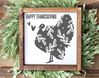Happy Thanksgiving SVG, Turkey SVG, Fall Sign SVG, Home Decor, Farmhouse, Family, Give Thanks, Autumn, Silhouette Cricut Cut File svg