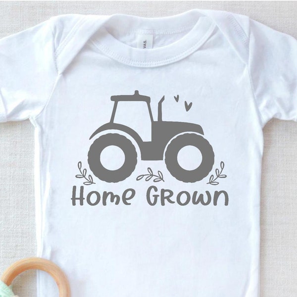 Home Grown SVG, Baby SVG, Newborn SVG, Nursery, Baby Farmer Country, Bodysuit, Baby's First Outfit, Farm, Silhouette Cricut Cut File Tractor