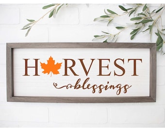 Harvest Blessings SVG, Fall SVG, Autumn SVG, Home Decor, Fall Crafts, Farmhouse, Rustic, Fall Sign, Thanksgiving, Silhouette Cricut Cut File
